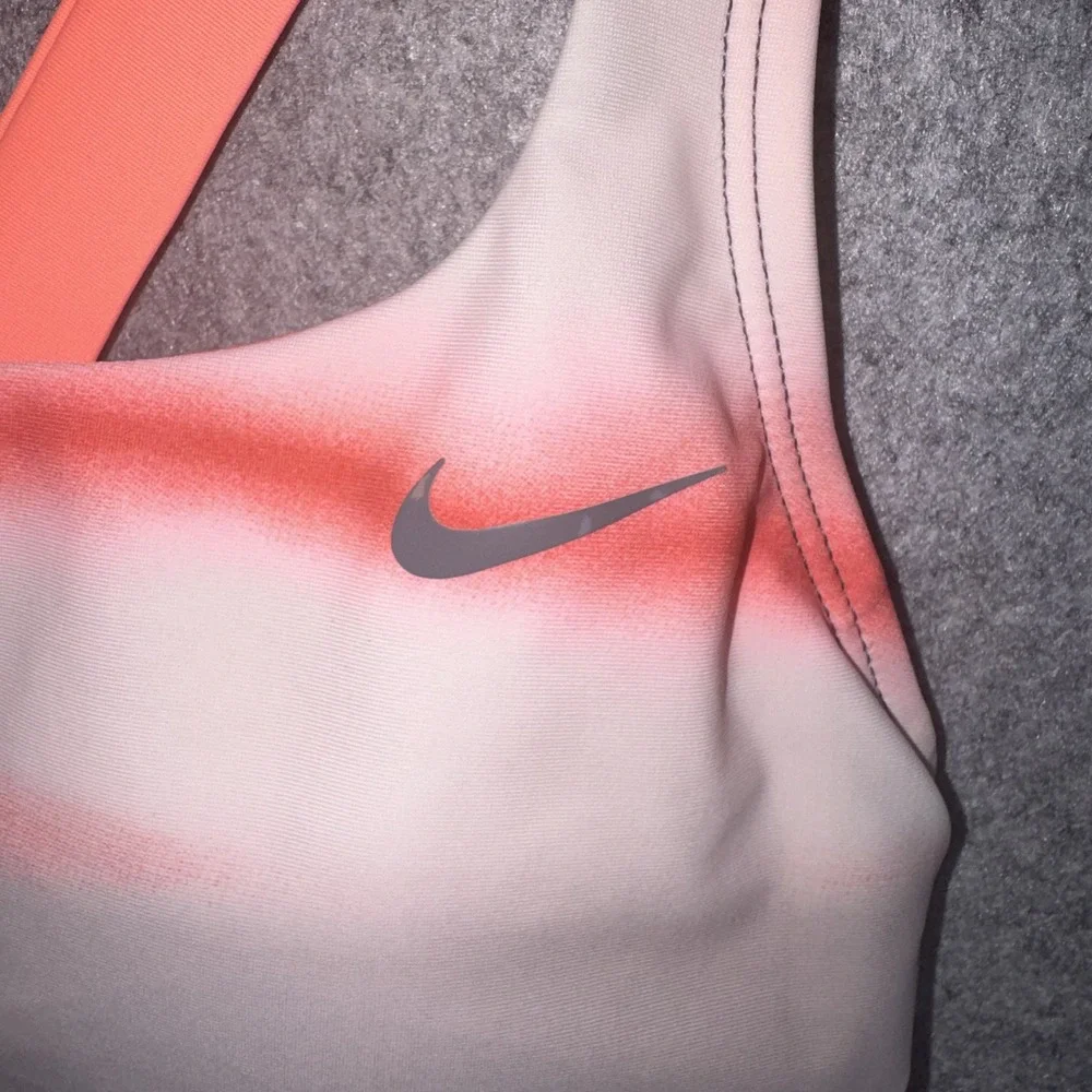 Nike Tie Dye Swim Tankini Large Orange Pink Built-in Shelf Bra